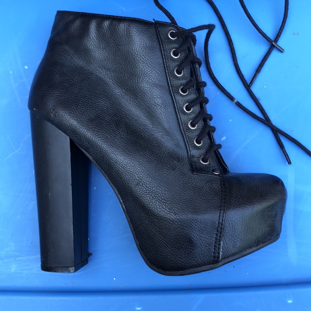 Black platform ankle booties